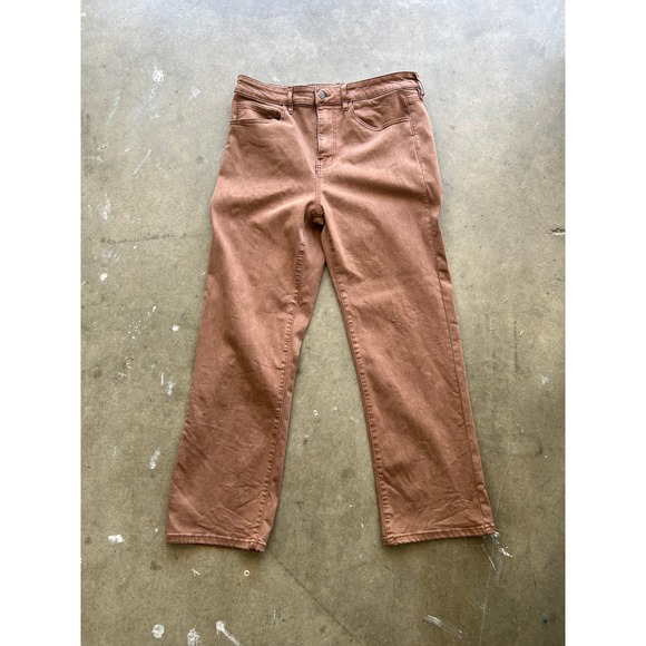 Well Worn Pants - Well Worn Womens High Rise Straight Leg Pants Terracotta Brown Size 12/32